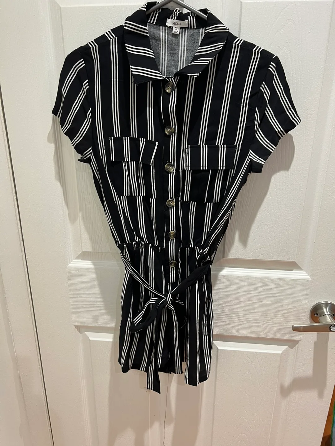 Ardene Black and White Striped Romper thumbnail