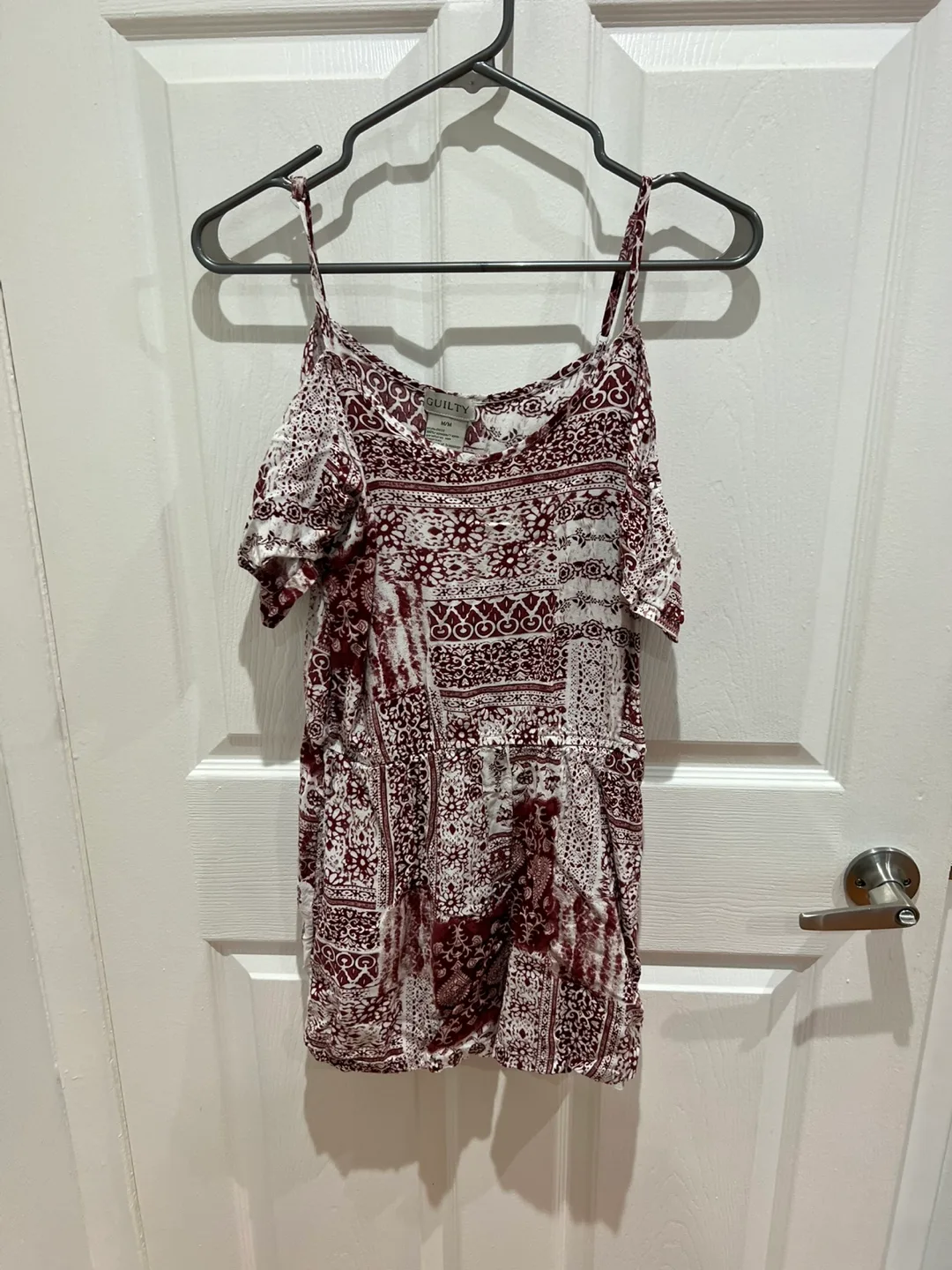 Women's Maroon and White Print Romper thumbnail