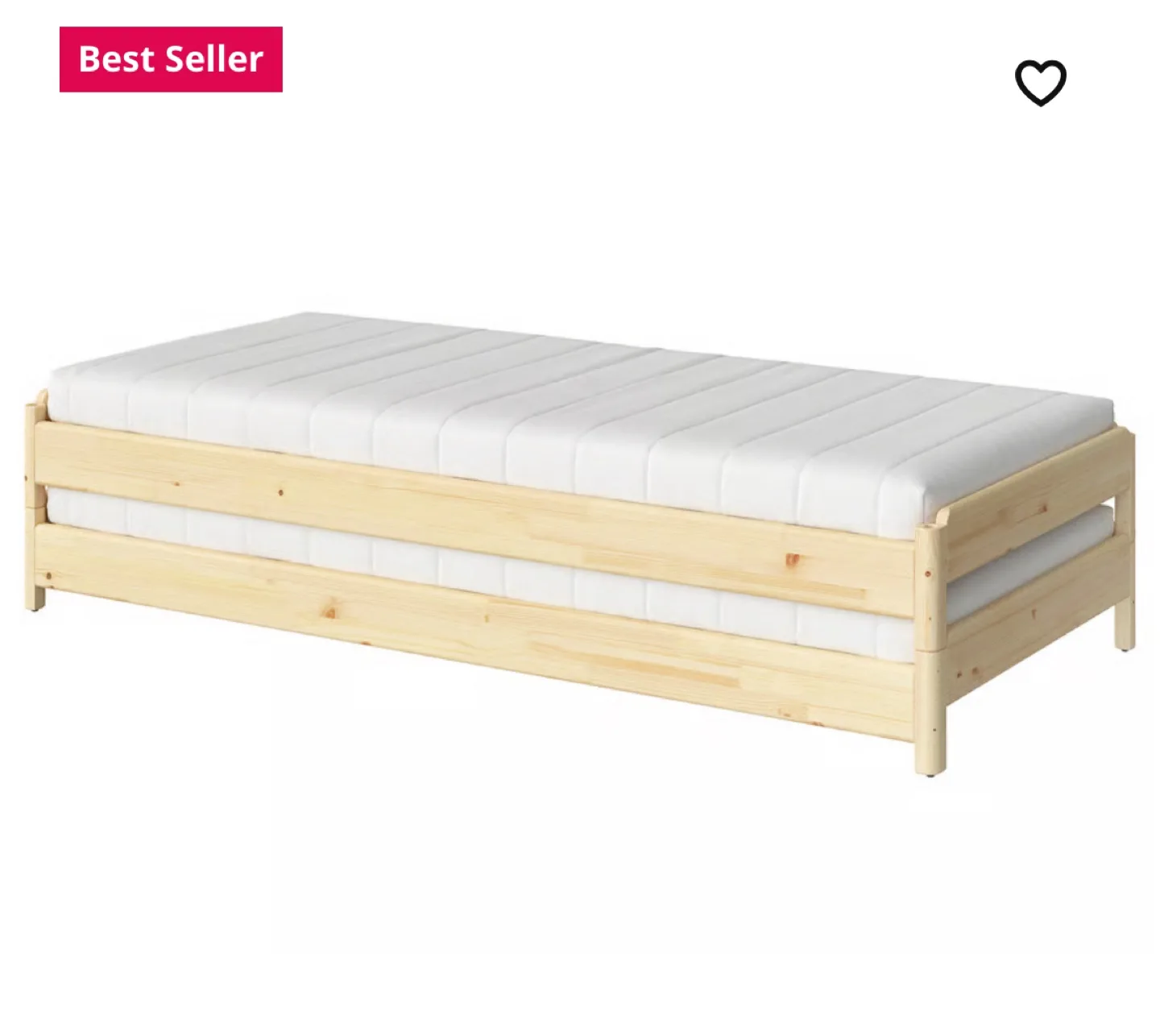 IKEA UTÅKER Stackable bed with 2 mattresses, medium firm, Twin thumbnail