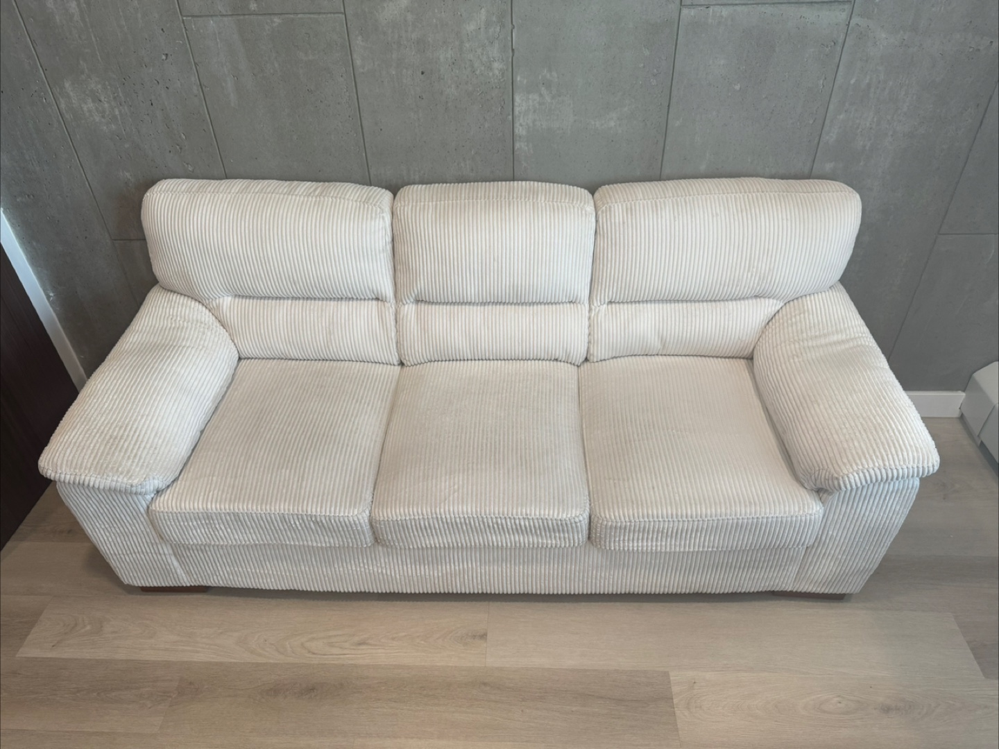Corduroy Cream Sofa - 3 Seater - photo 2