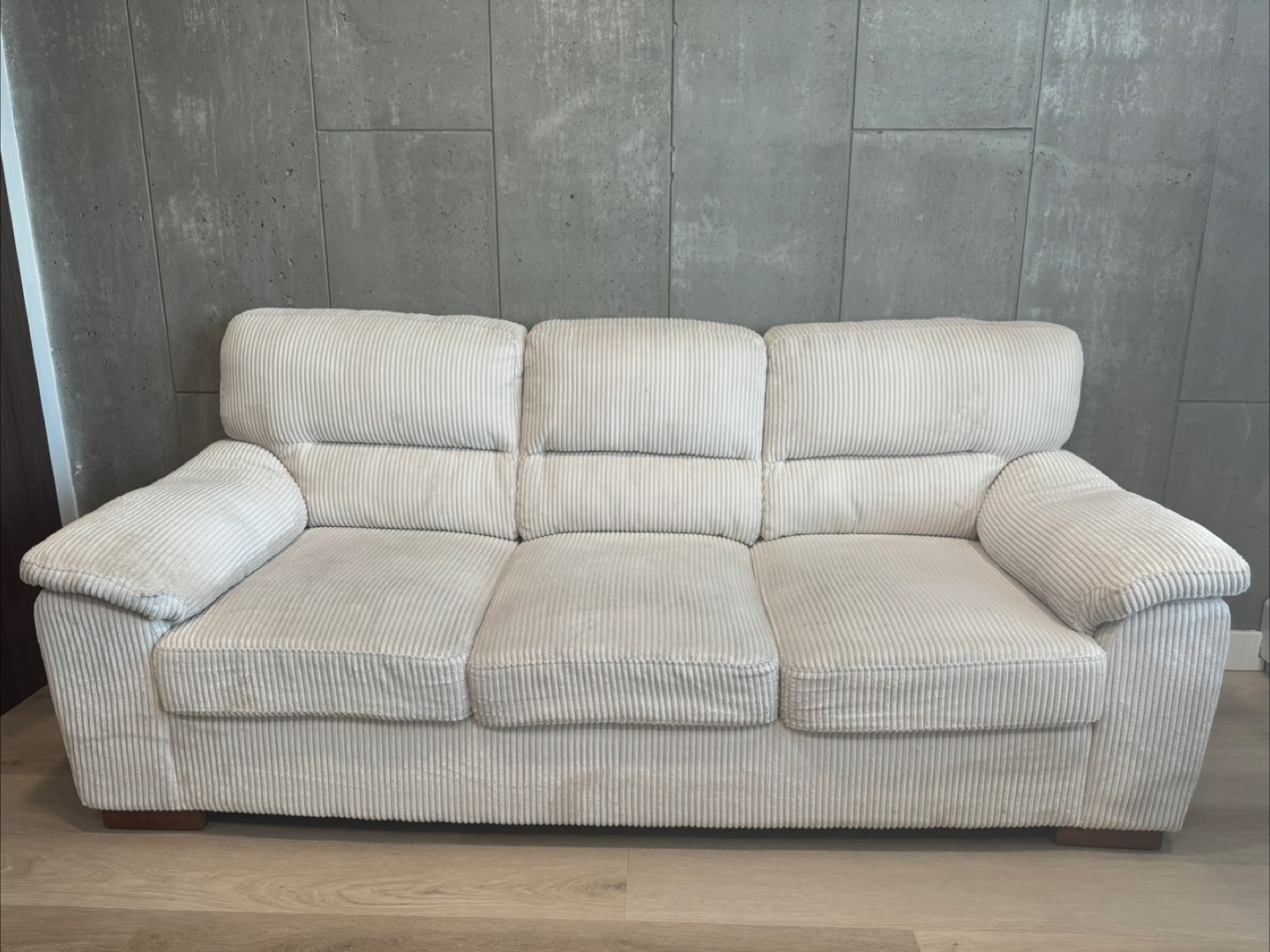 Corduroy Cream Sofa - 3 Seater