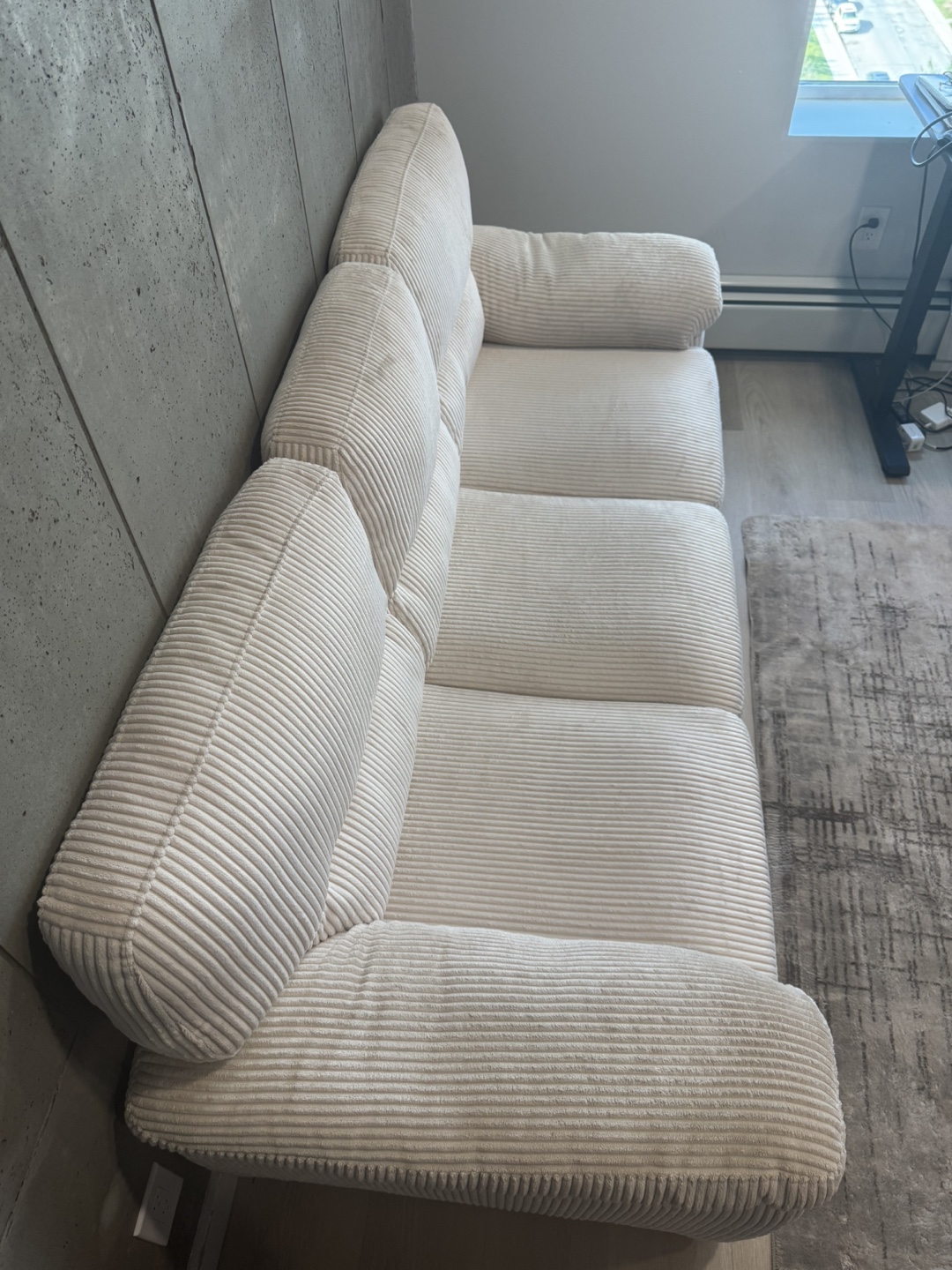 Corduroy Cream Sofa - 3 Seater - photo 4