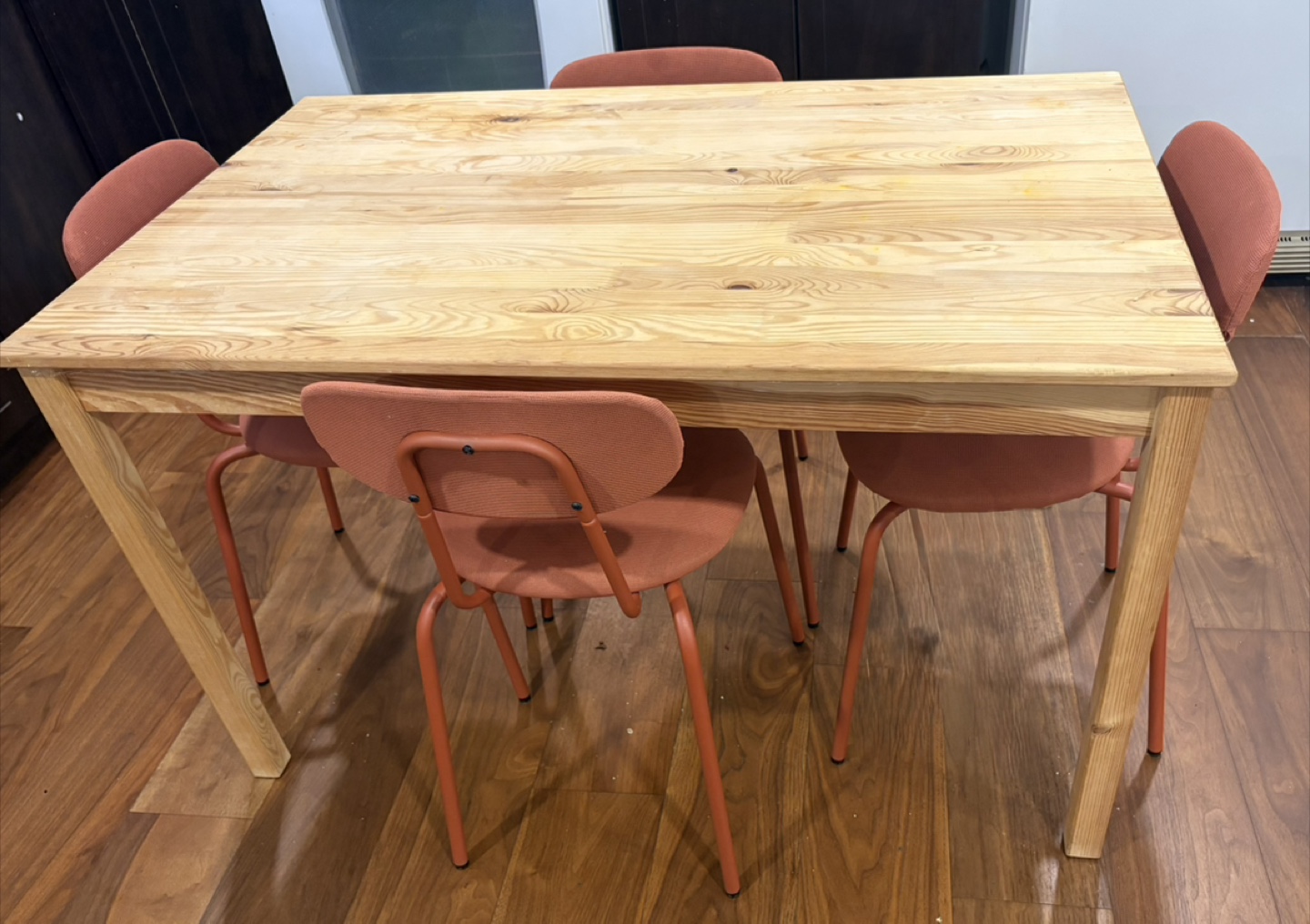 Dining Table with 4 Chairs - Wood & Orange - photo 3