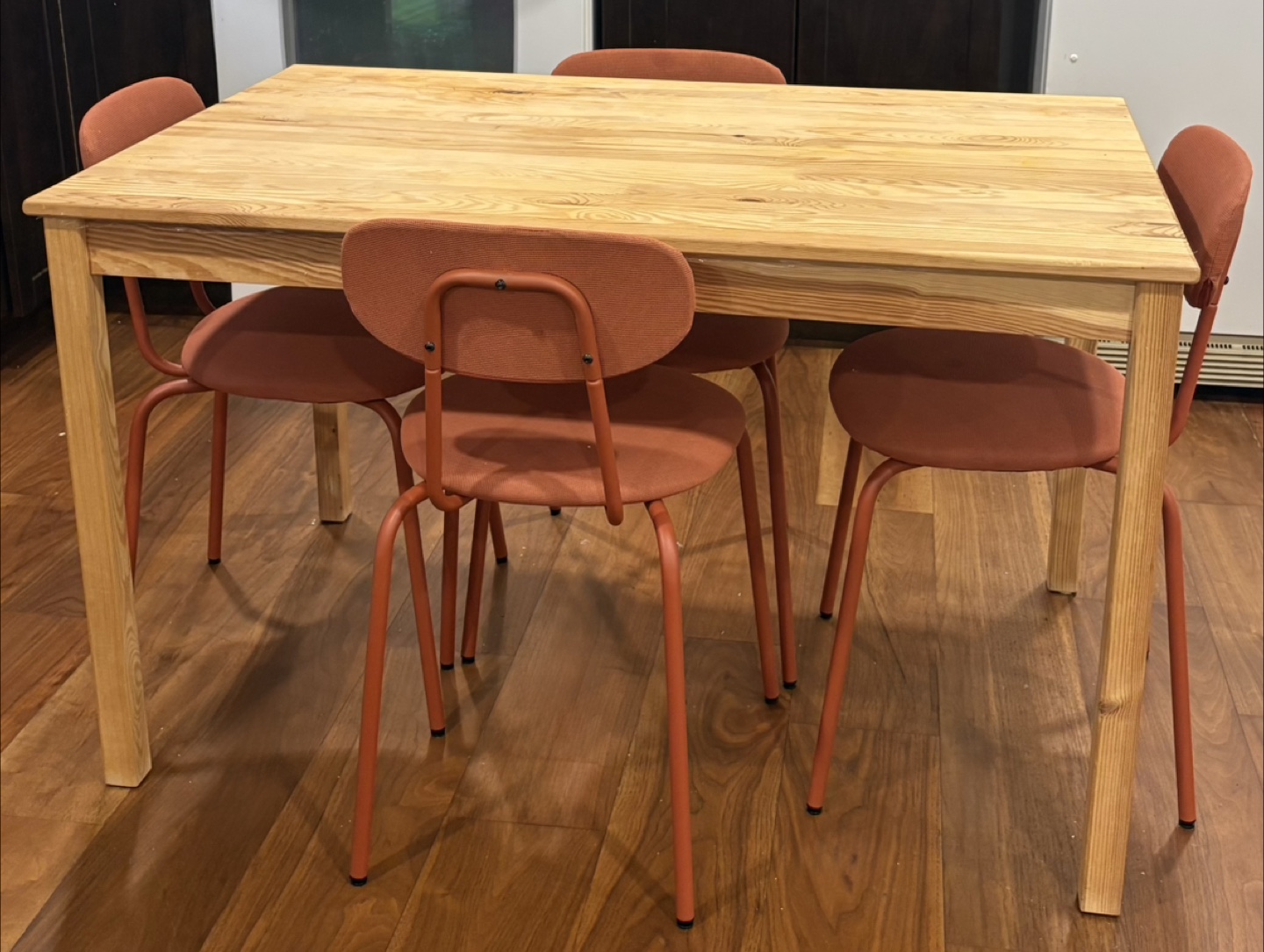 Dining Table with 4 Chairs - Wood & Orange - photo 4