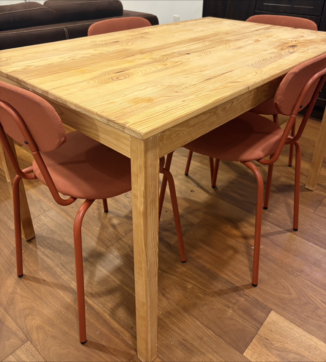 Dining Table with 4 Chairs - Wood & Orange