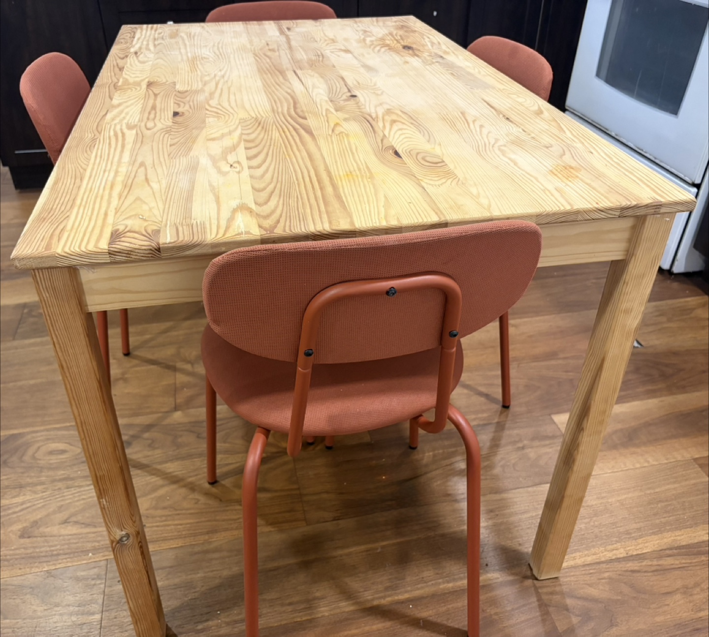 Dining Table with 4 Chairs - Wood & Orange - photo 2
