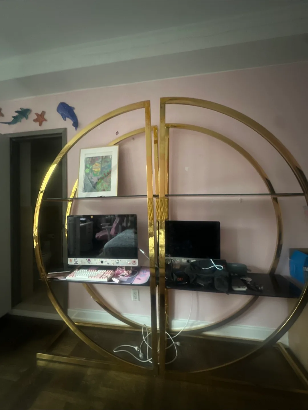 Gold Metal & Glass Display Shelf thumbnail