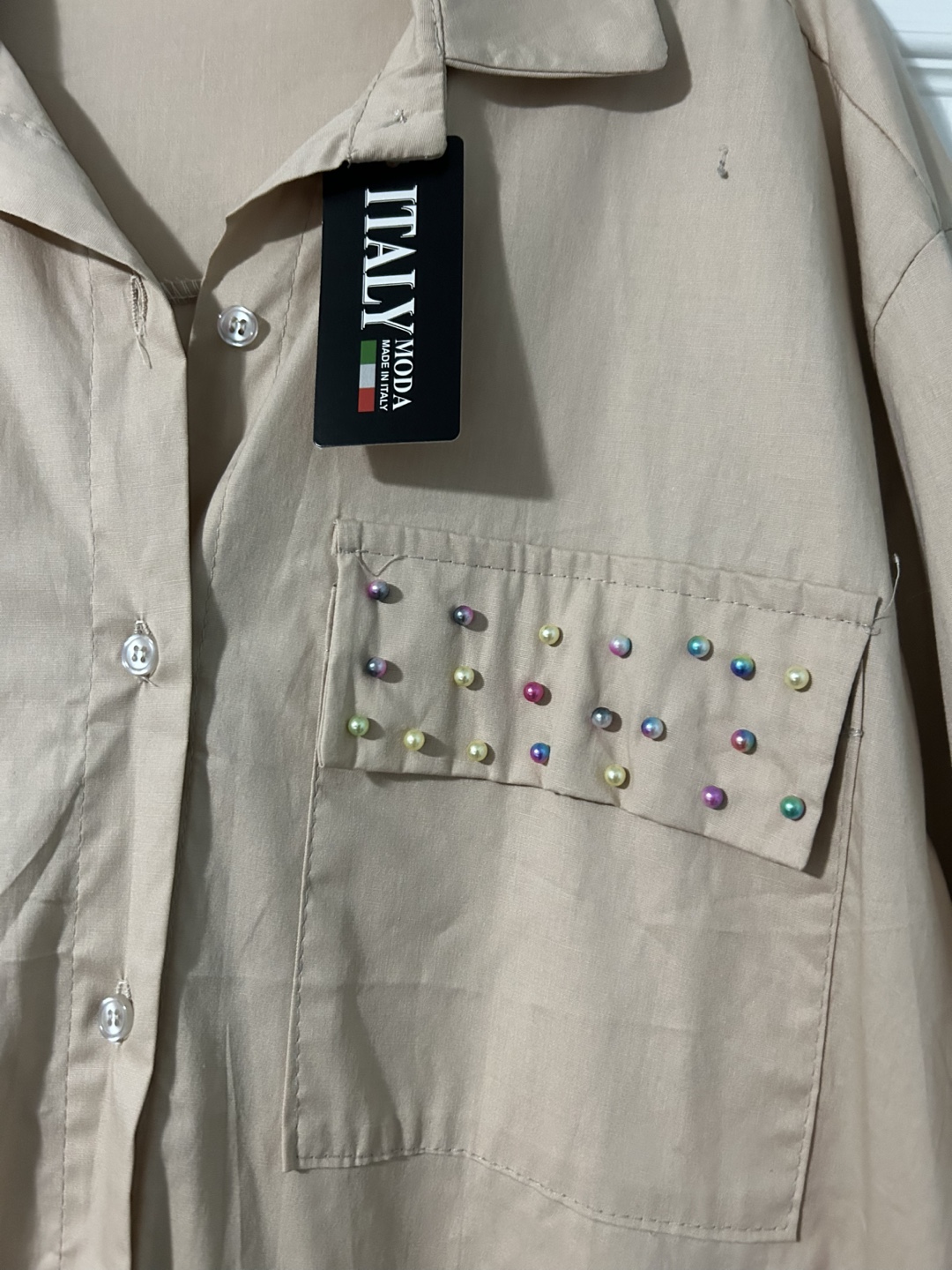 New Italy Moda Beige embellished shirt -1x-2x - photo 2
