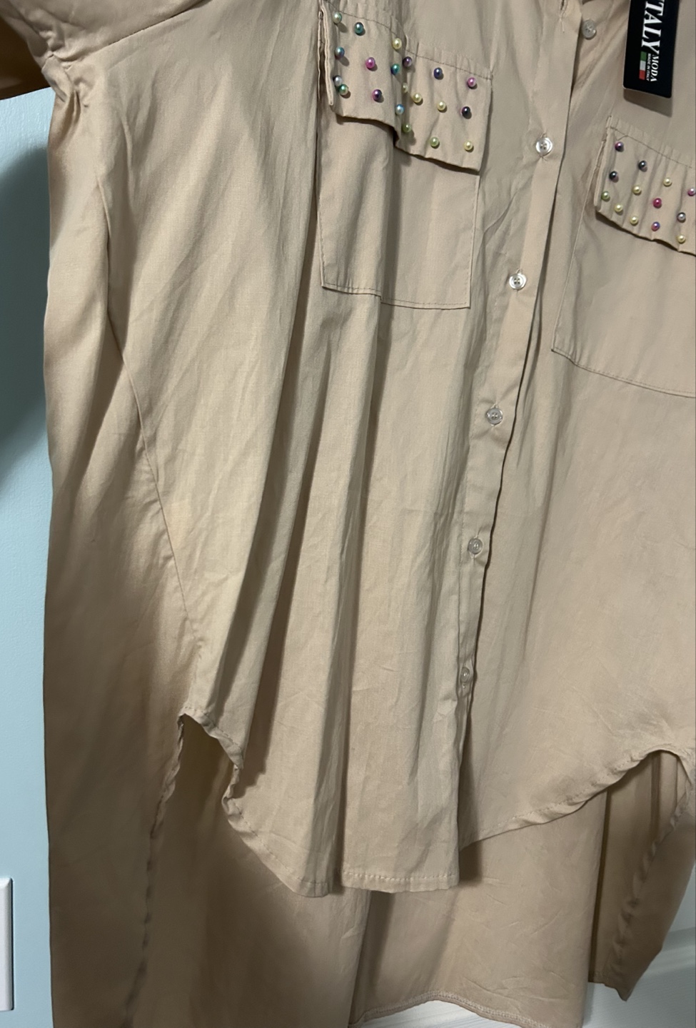 New Italy Moda Beige embellished shirt -1x-2x - photo 5
