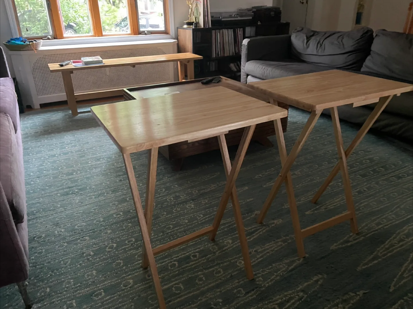 Set of 4 Wood Folding TV Tray Tables image indicator(4)