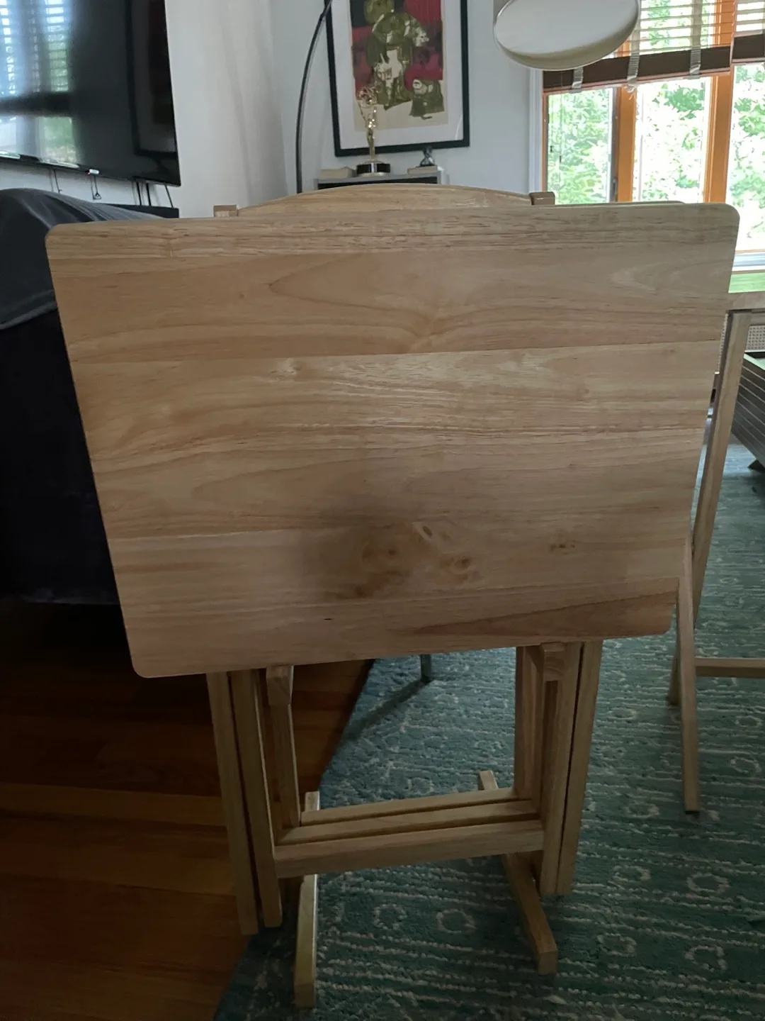 Set of 4 Wood Folding TV Tray Tables image indicator(2)