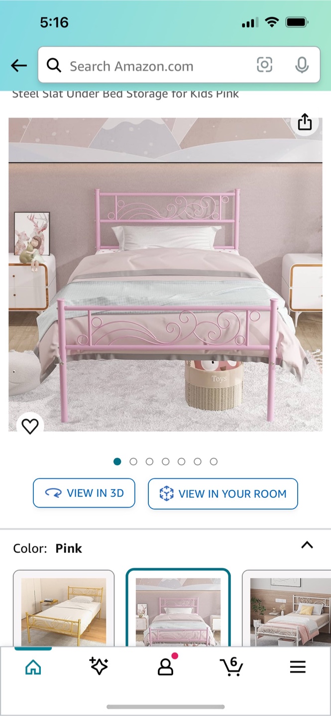 Pink Steel Slat Under Bed Storage for Kids - photo 4