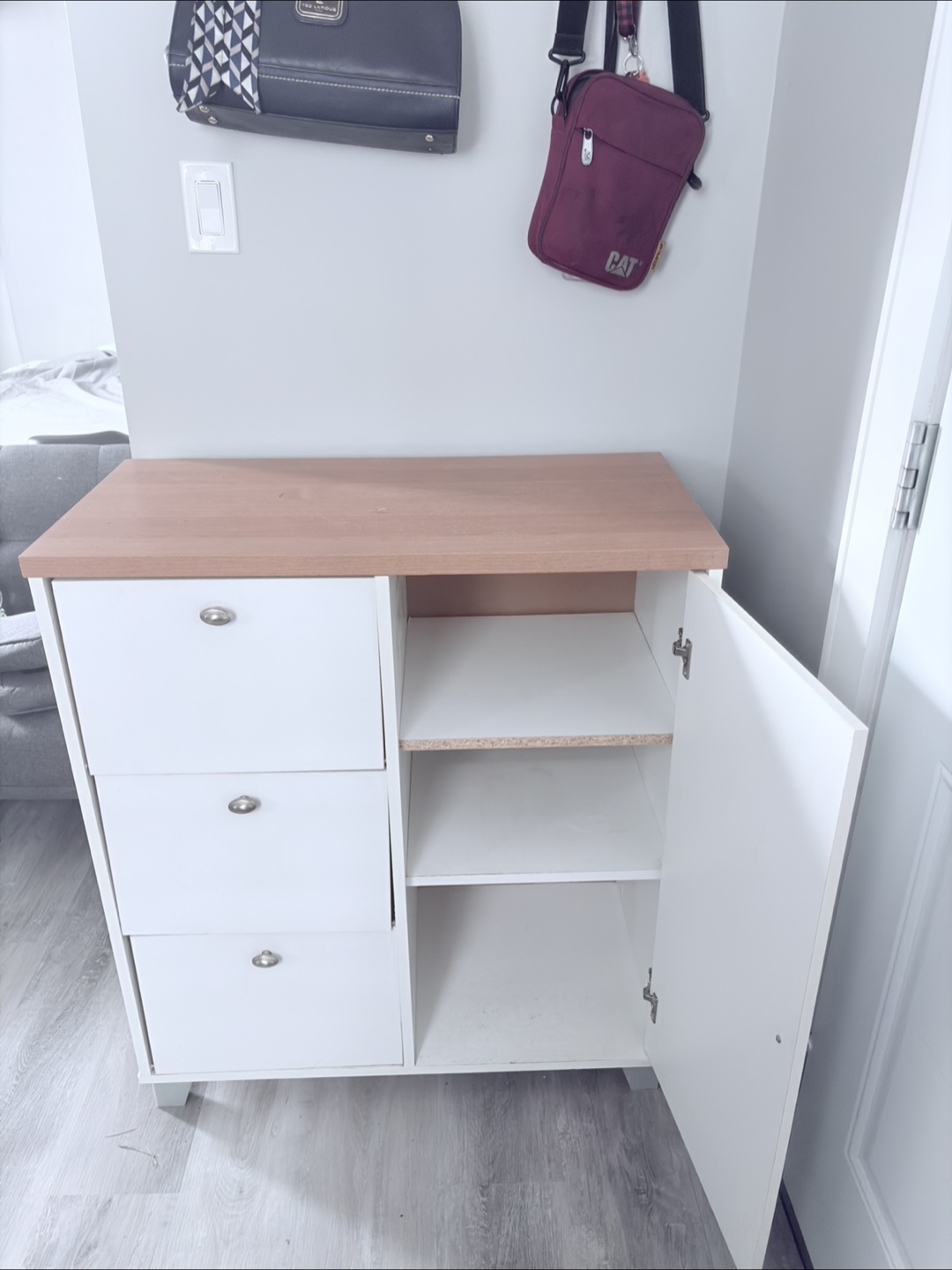White & Wood Accent Cabinet