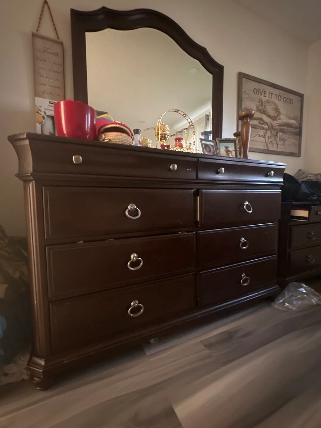Wooden Dresser with Mirror thumbnail
