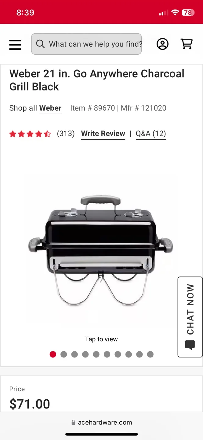 Weber 21 in. Go Anywhere Charcoal Grill - Black thumbnail