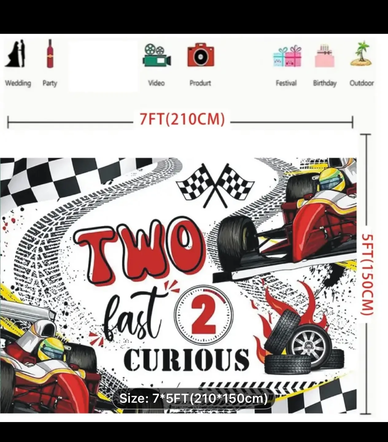 Two Fast 2 Curious Backdrop, 7x5ft image indicator(2)