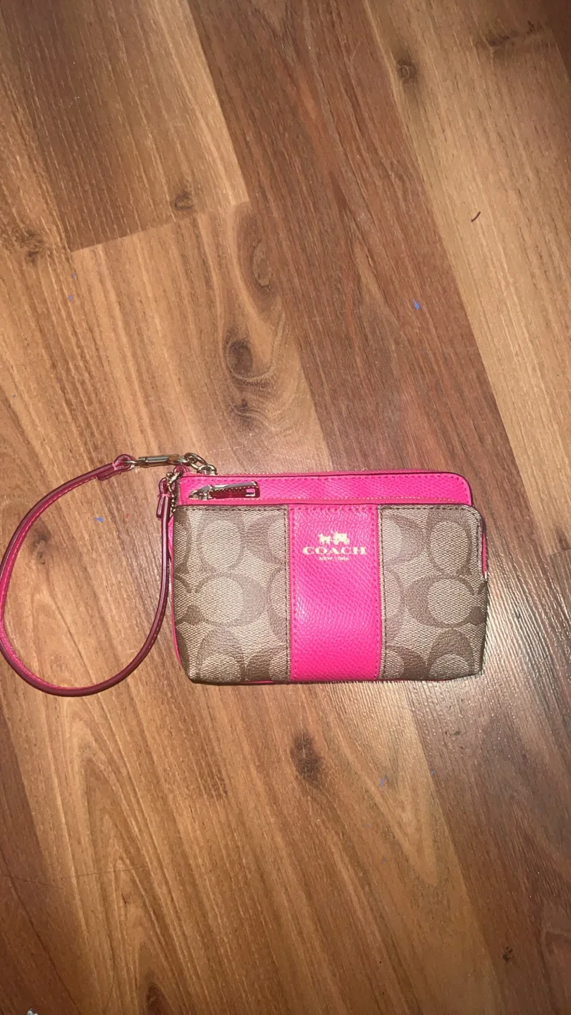 Coach Wristlet Wallet - Pink & Beige thumbnail