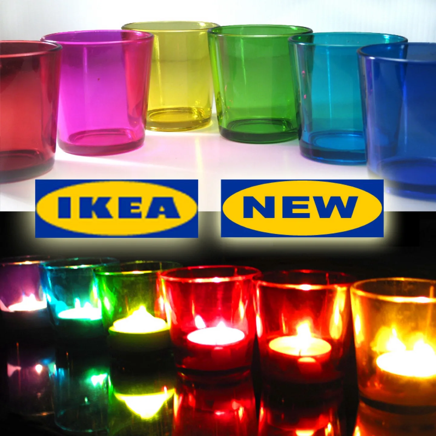 New IKEA Coloured Glass T-light holders (Set of 6) thumbnail