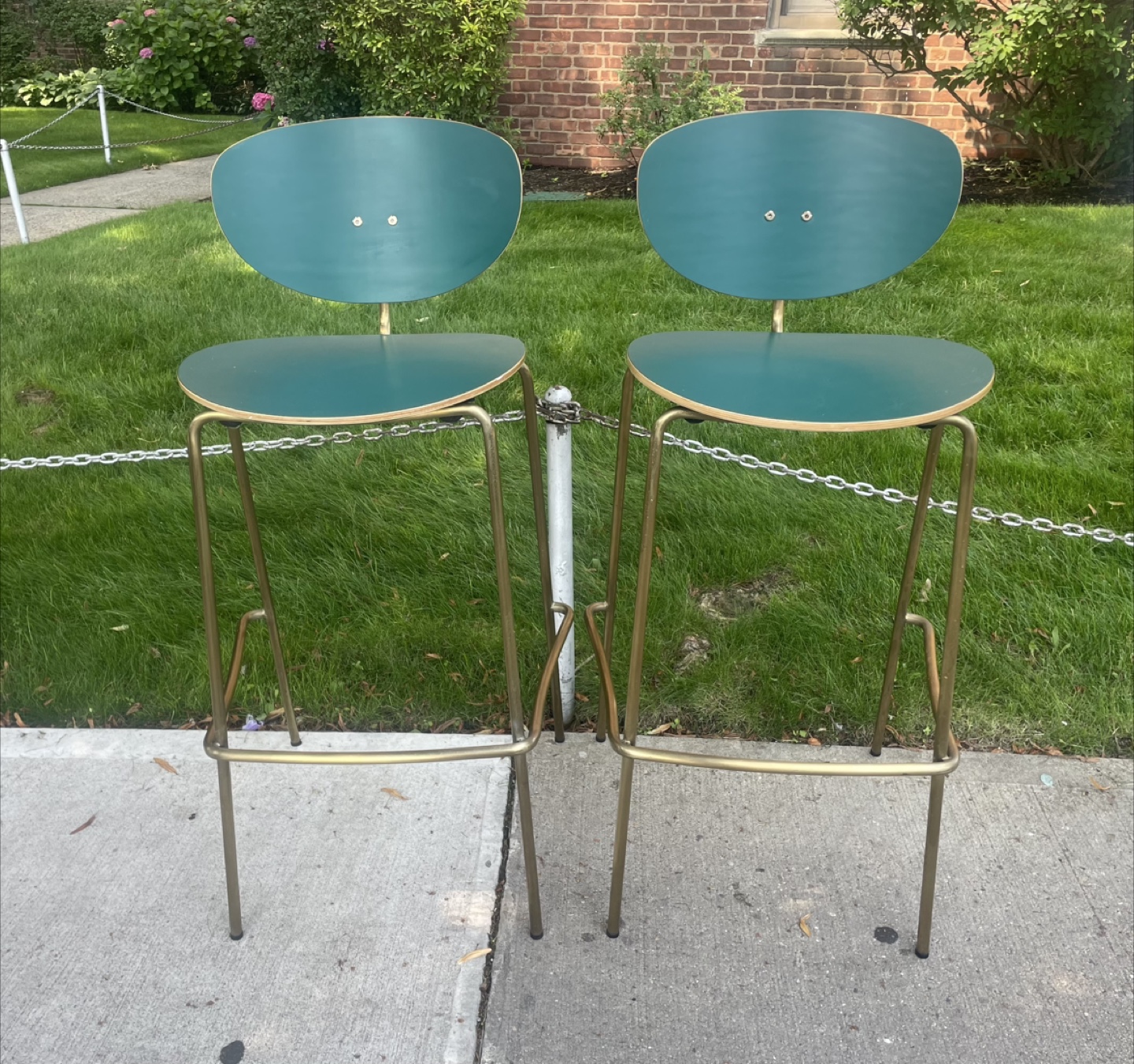 Modern Pine Green Wood & Metal Bucket Seat 4-Leg Bar Stools - photo 3