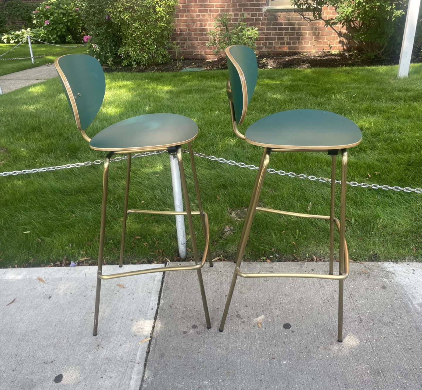 Modern Pine Green Wood & Metal Bucket Seat 4-Leg Bar Stools - photo 4