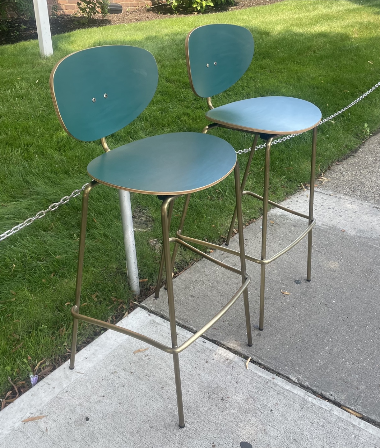 Modern Pine Green Wood & Metal Bucket Seat 4-Leg Bar Stools - photo 2