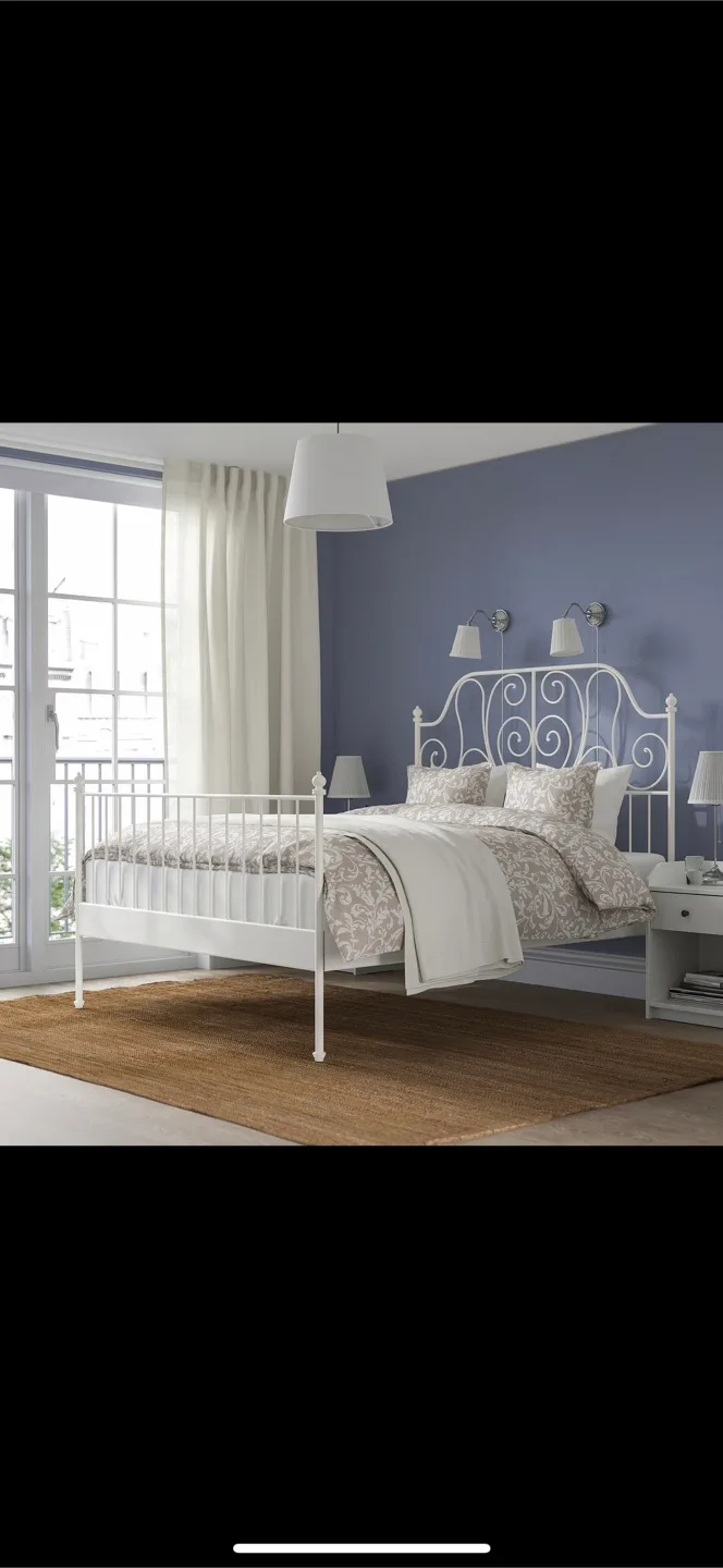 Ikea Leirvik White Double Bed Frame thumbnail