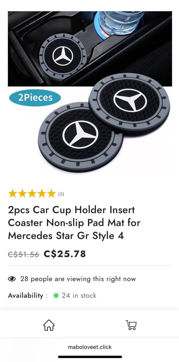 Mercedes Star Car Cup Holder Coasters - 2pcs - photo 3