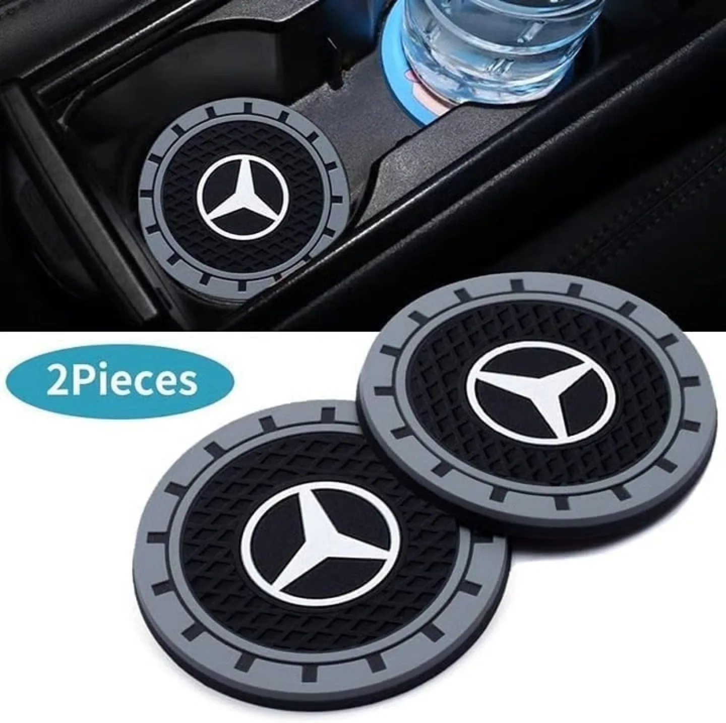 Mercedes Star Car Cup Holder Coasters - 2pcs image indicator(2)
