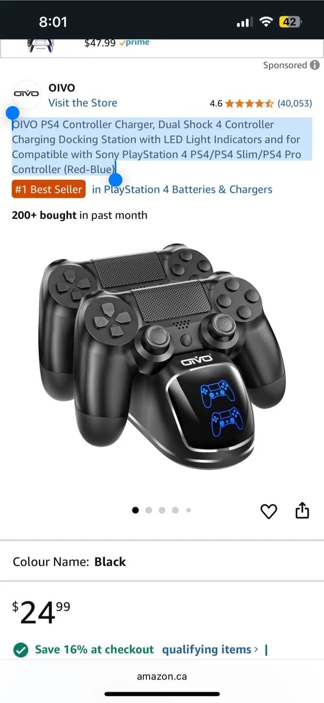 OIVO PS4 Controller Charger Dock thumbnail