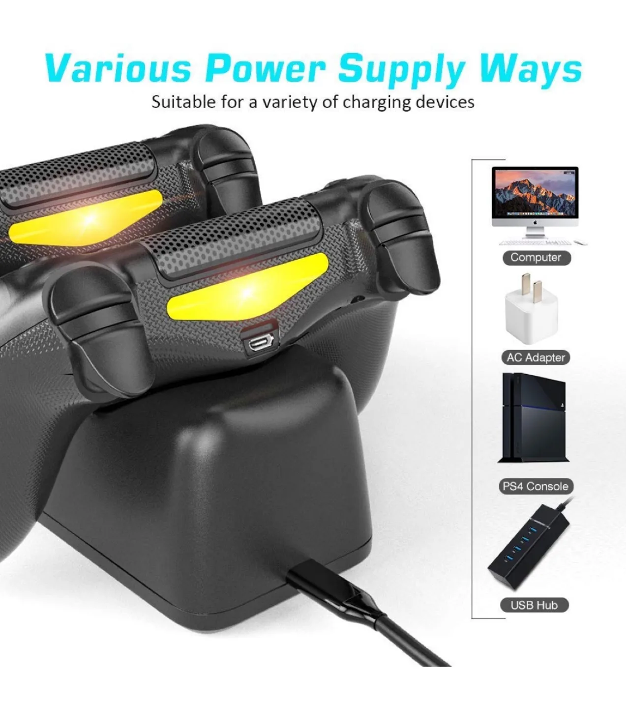 OIVO PS4 Controller Charger Dock image indicator(5)