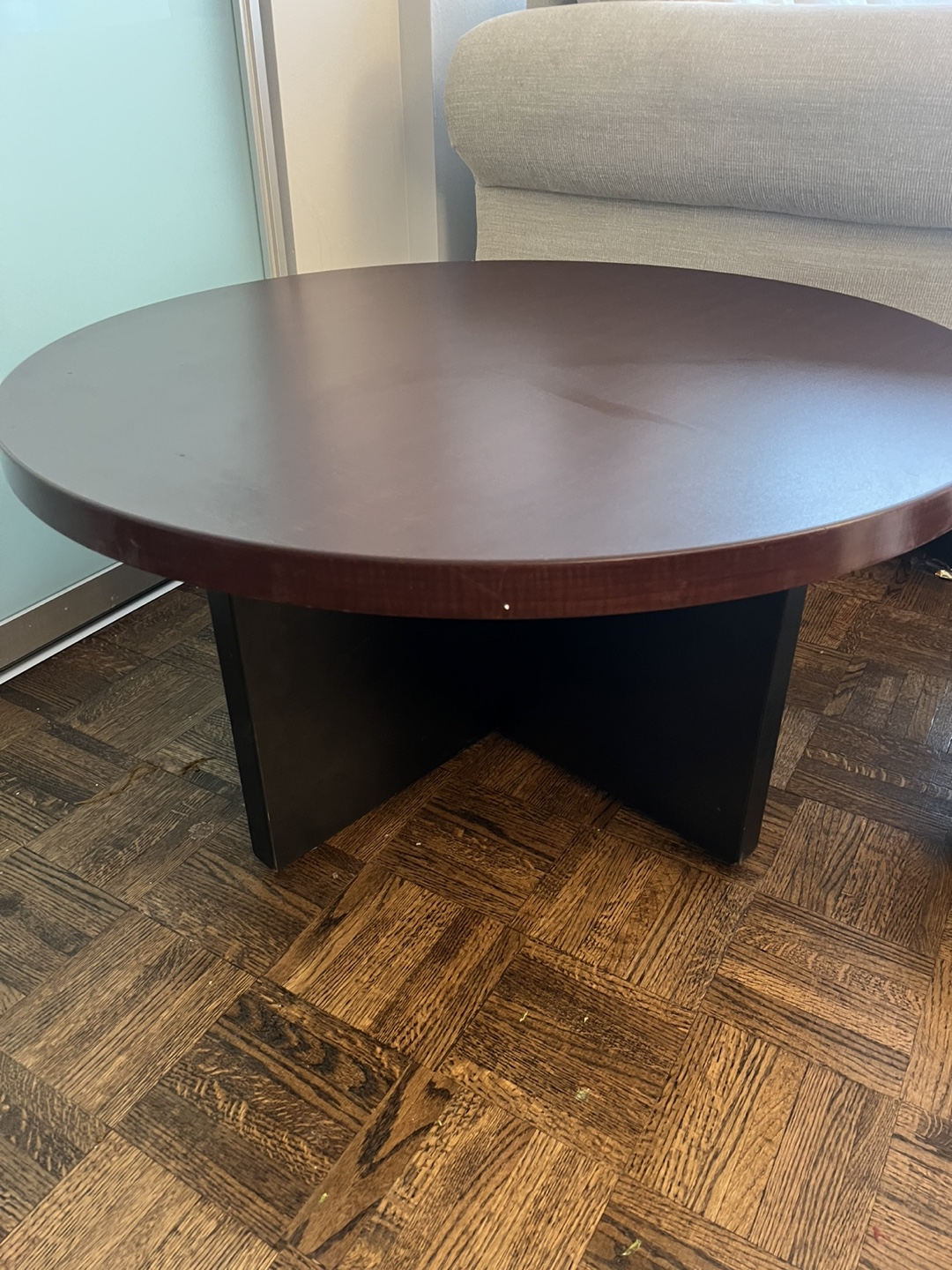 Round Brown Coffee Table - photo 2