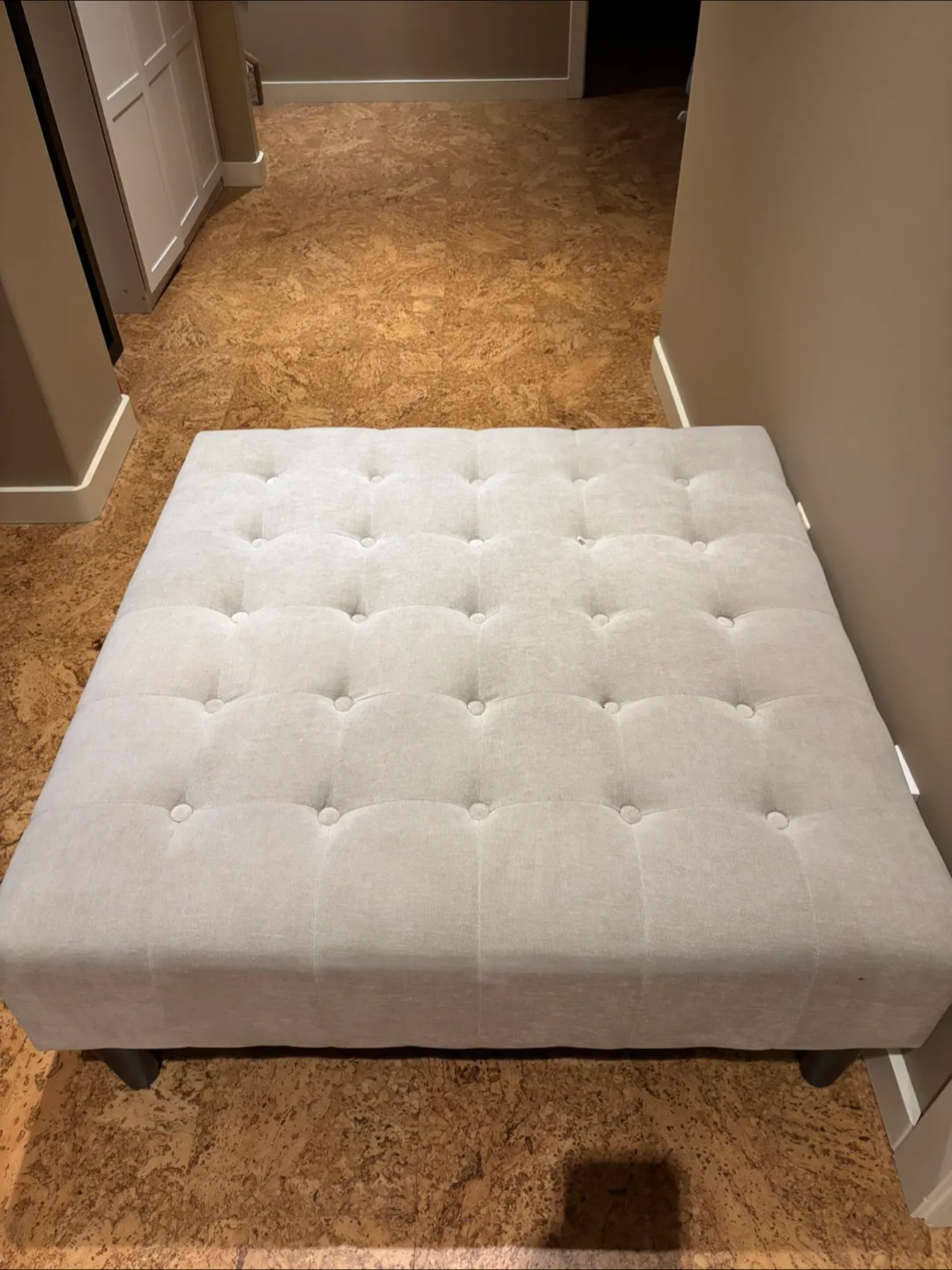 Square Tufted Ottoman oversize - beige/off white thumbnail