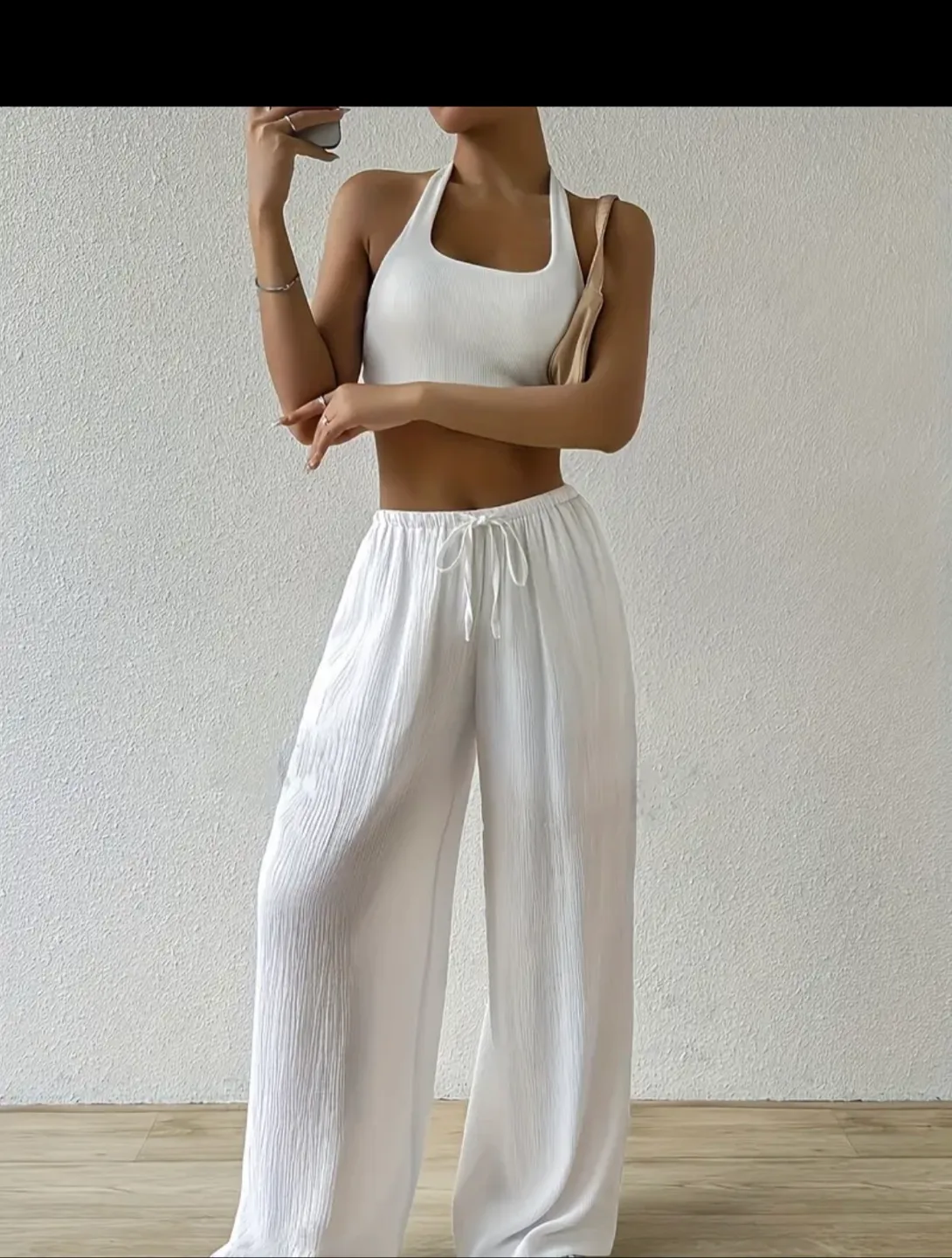 White Wide Leg Summer Pants thumbnail