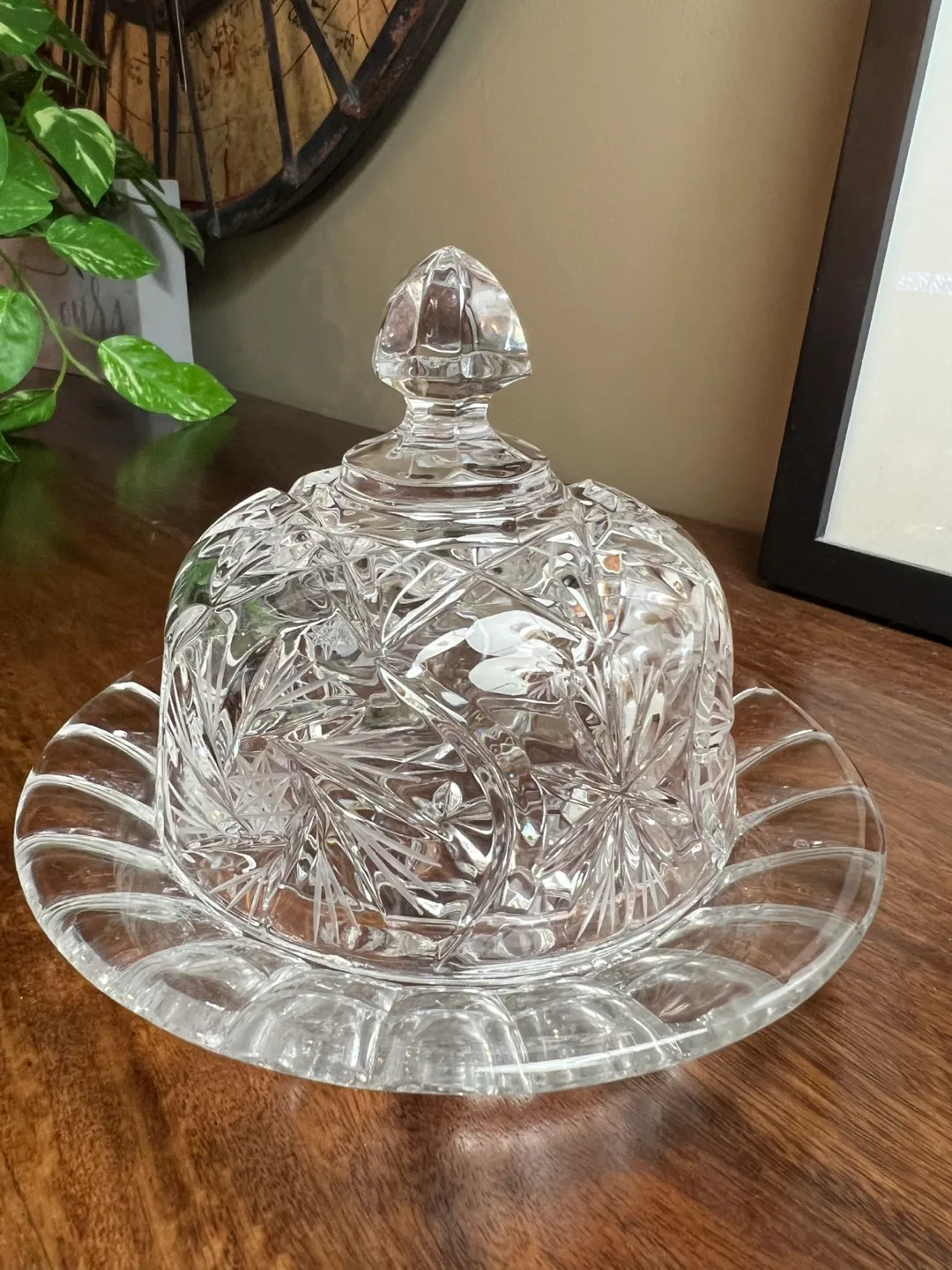 Vintage Crystal Butter Dish with Lid thumbnail
