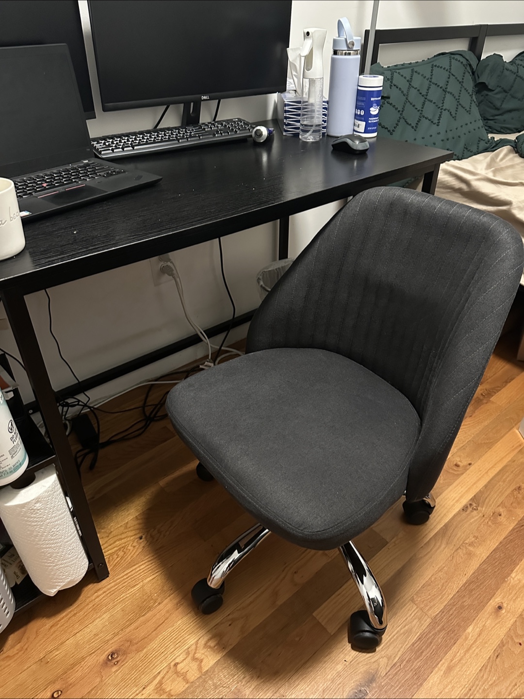 Gray Office Chair - Armless with Adjustable Swivel