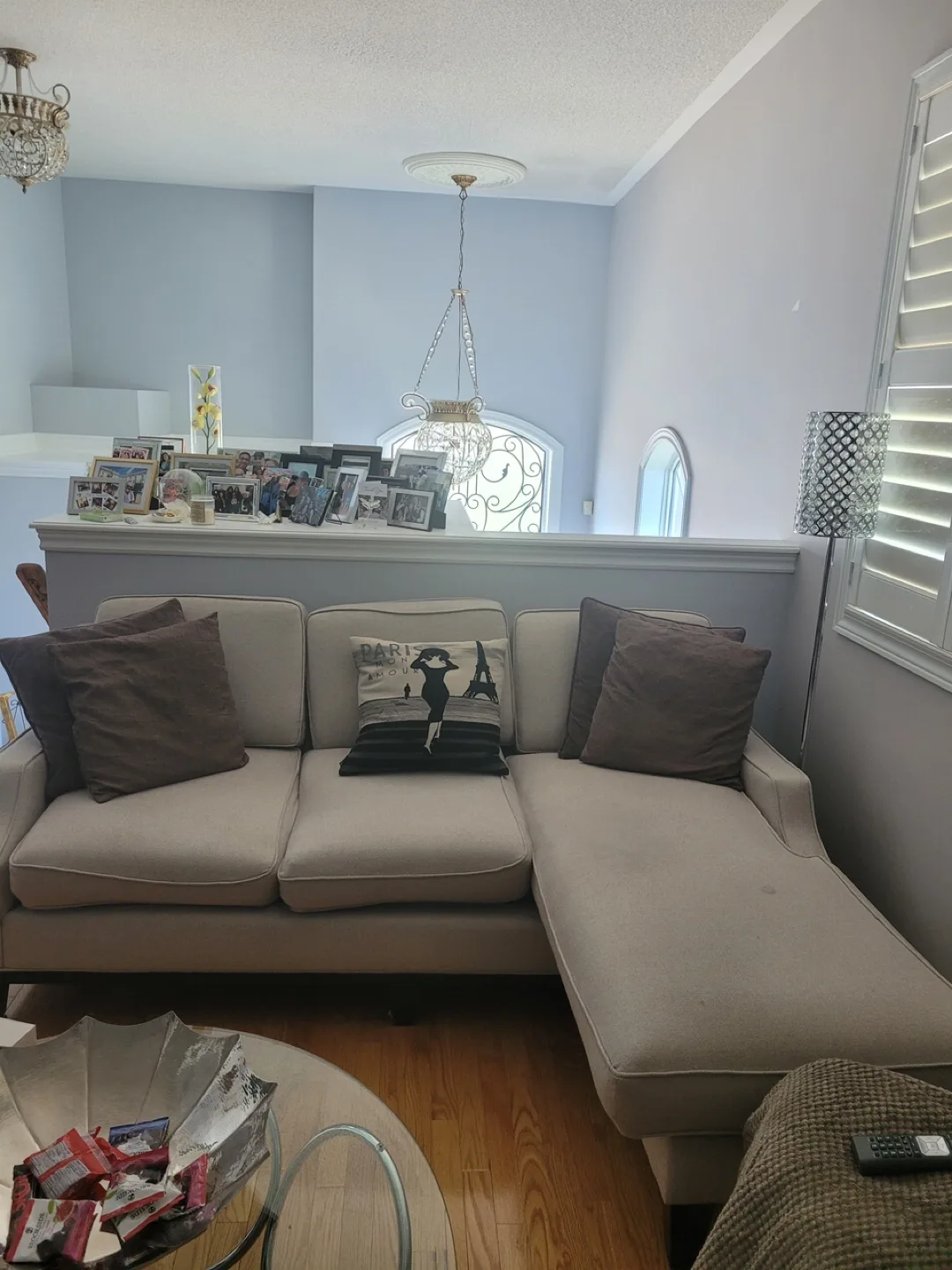 Beige Sofa with Chaise Lounge thumbnail
