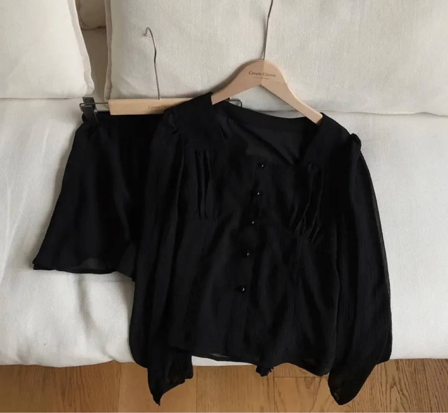 Black Two-Piece Set - Blouse & Shorts thumbnail
