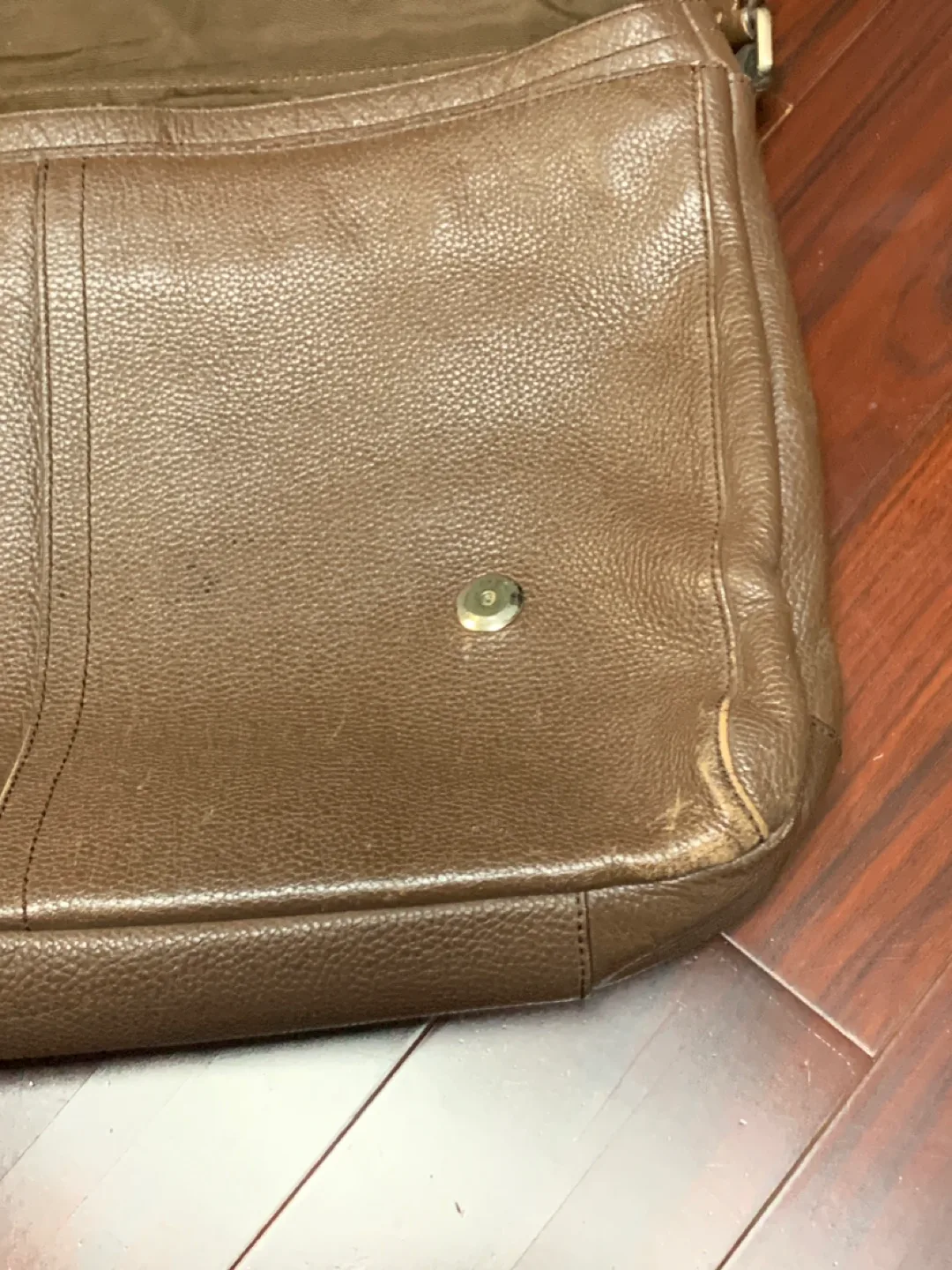 COACH shoulder bag leather flap crossbody dark brown image indicator(2)