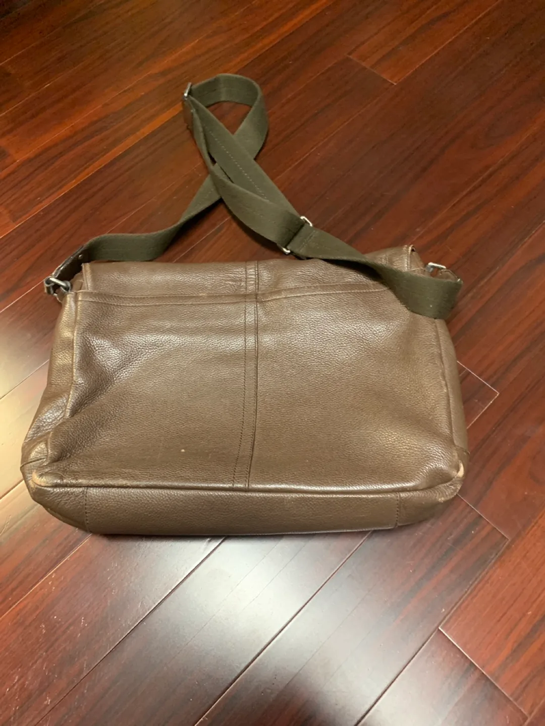 COACH shoulder bag leather flap crossbody dark brown image indicator(7)