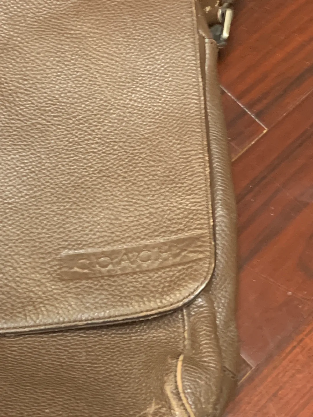 COACH shoulder bag leather flap crossbody dark brown image indicator(6)