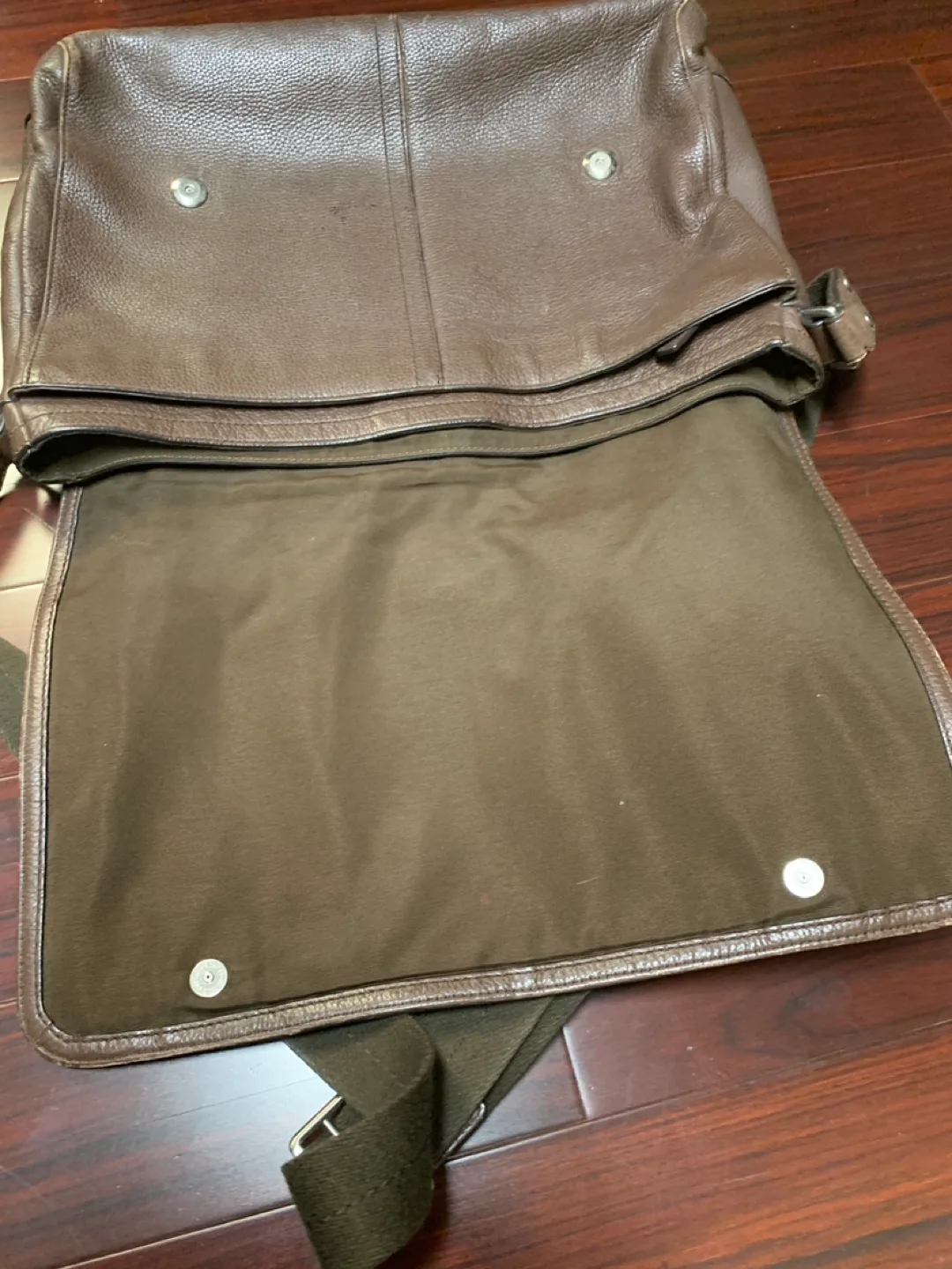 COACH shoulder bag leather flap crossbody dark brown image indicator(9)