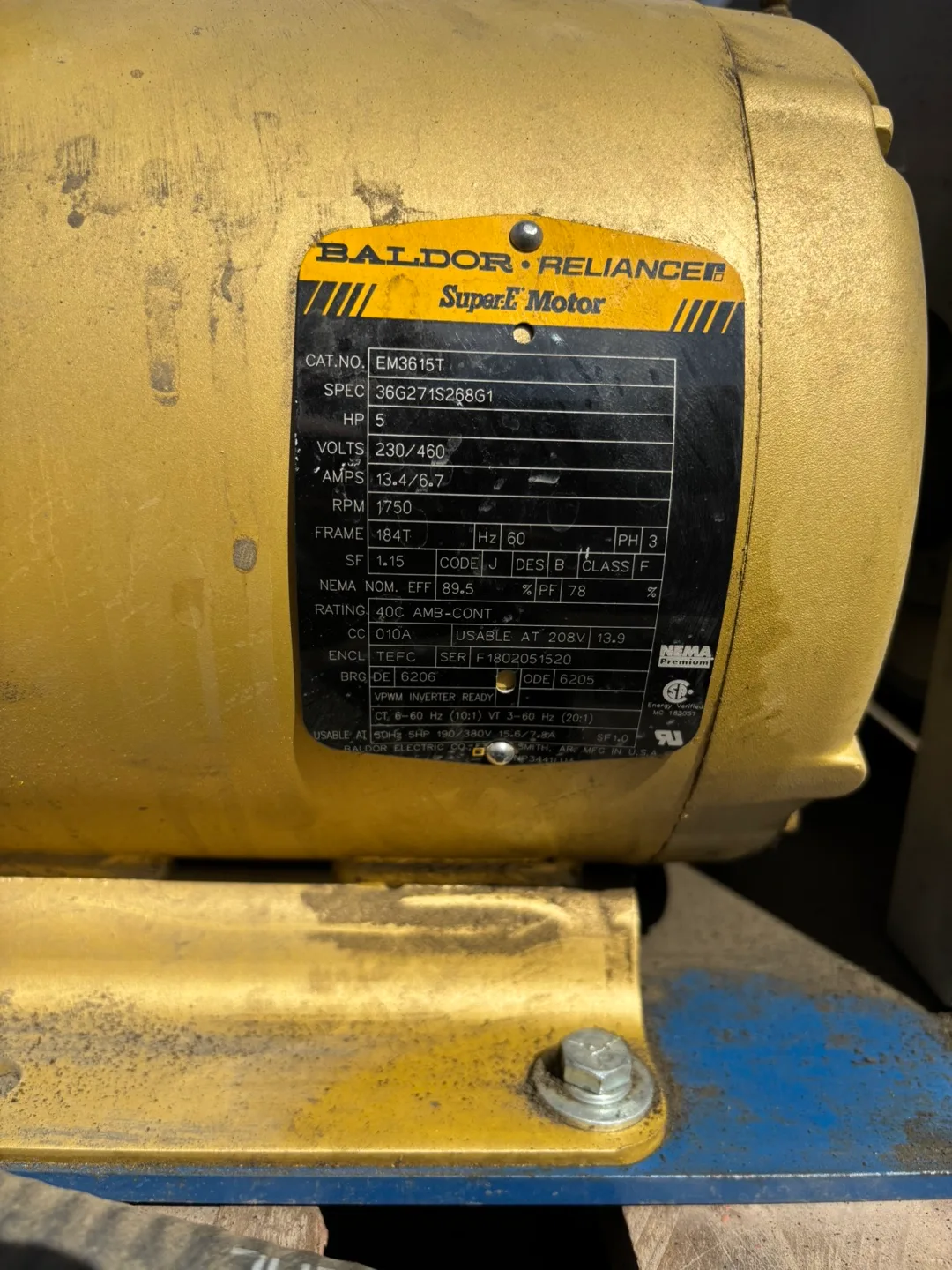 Baldor Reliance SuperE 5HP Motor & Pump System Pressure Washer thumbnail