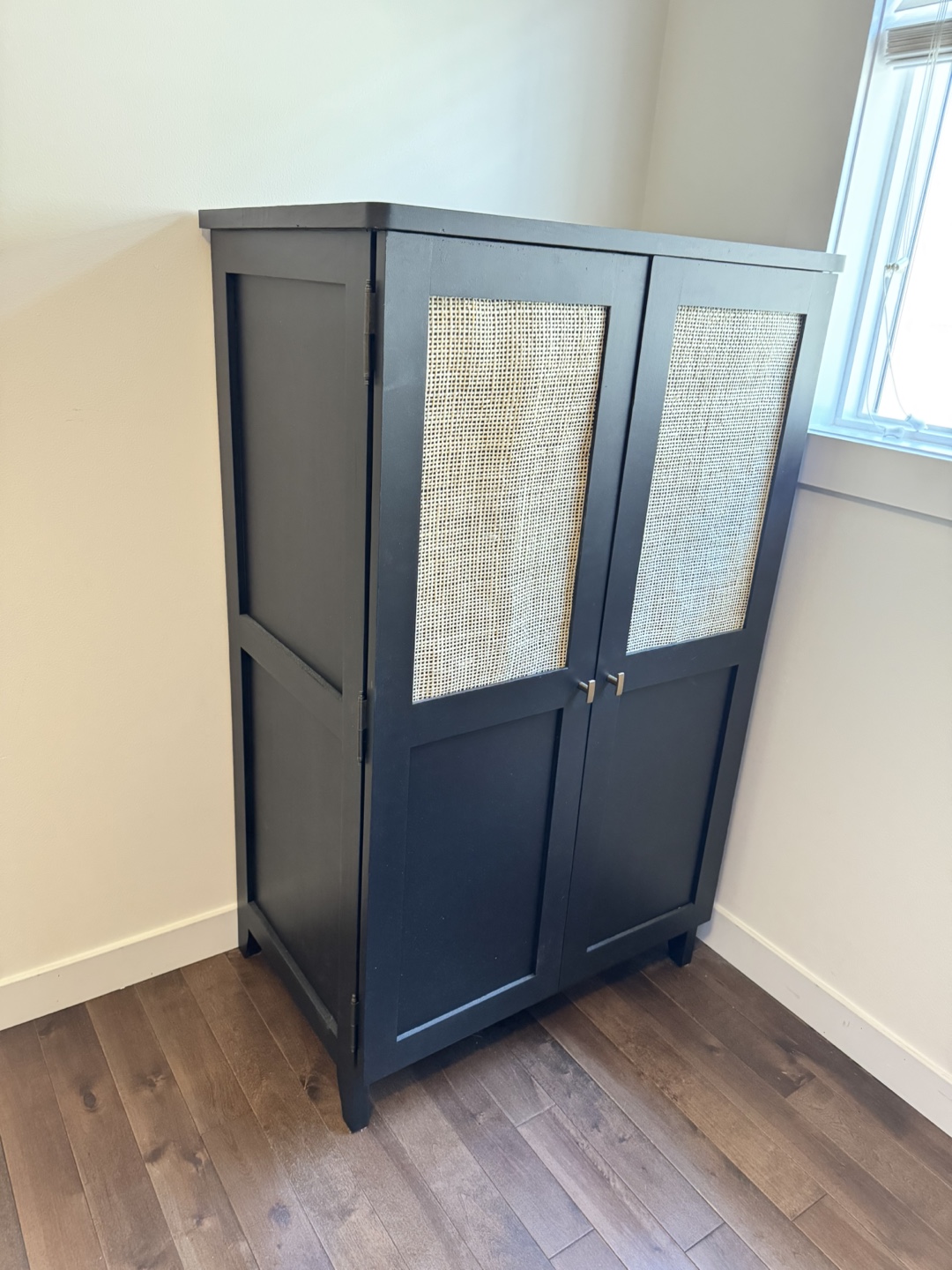 Black Cabinet with Rattan Doors