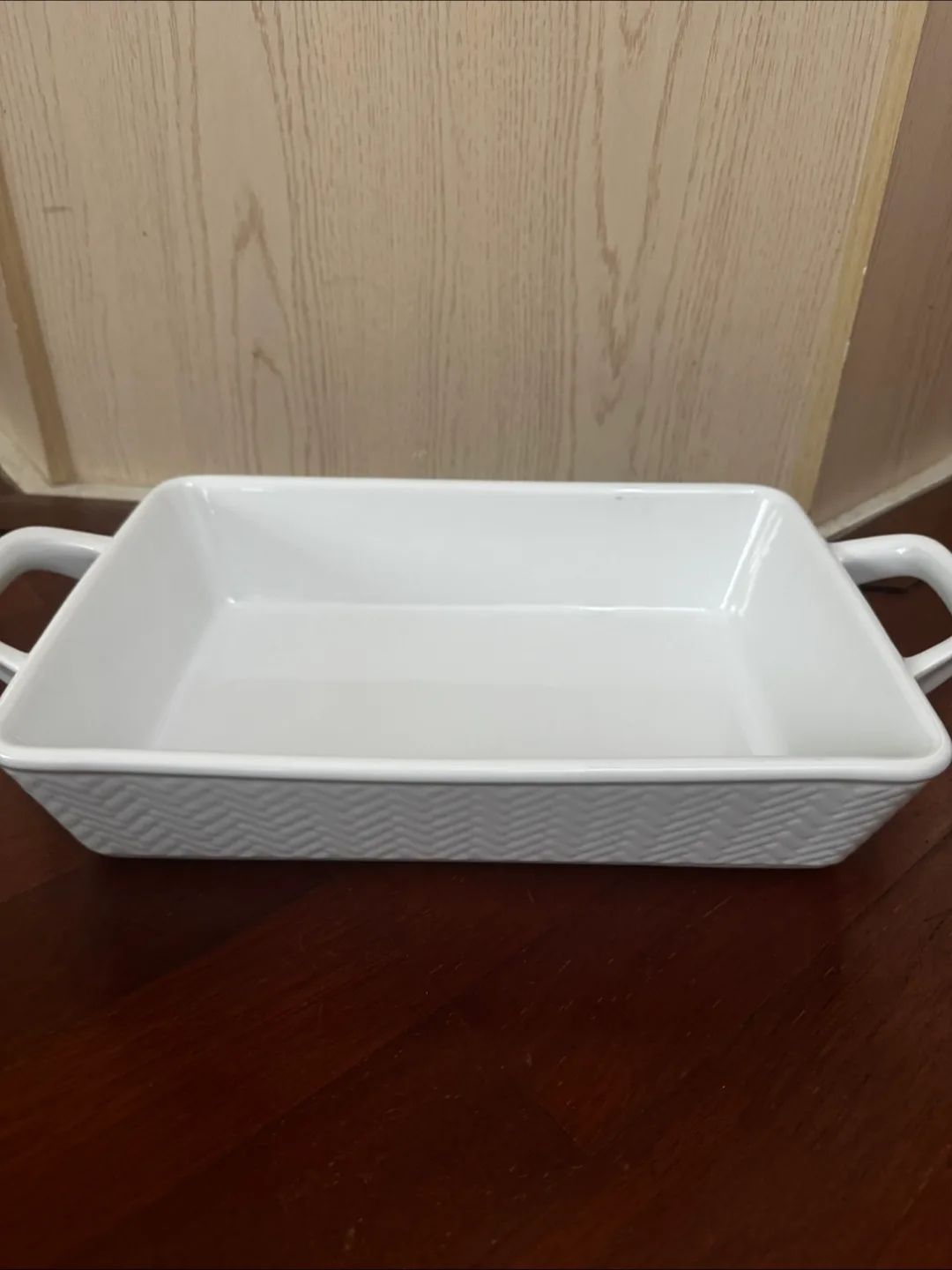 White Ceramic Baking Dish with Handles thumbnail