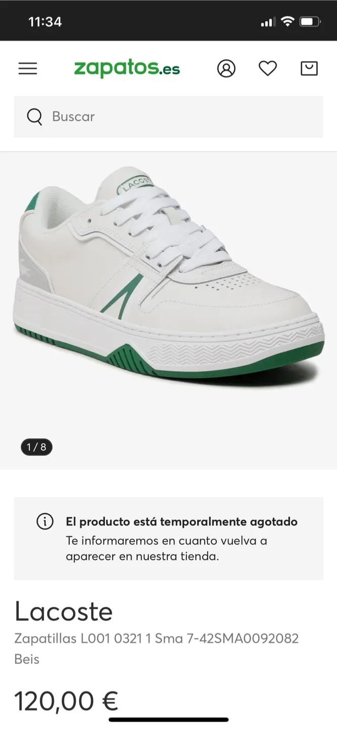 Lacoste L001 White/Green Sneakers Basket Edition- US 11.5 thumbnail
