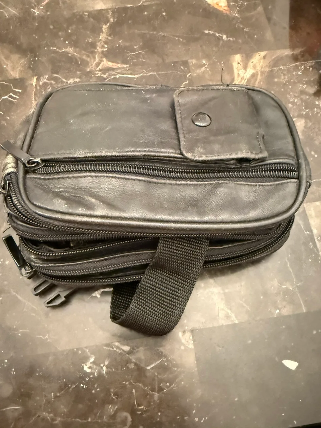 Black Leather Fanny Pack thumbnail