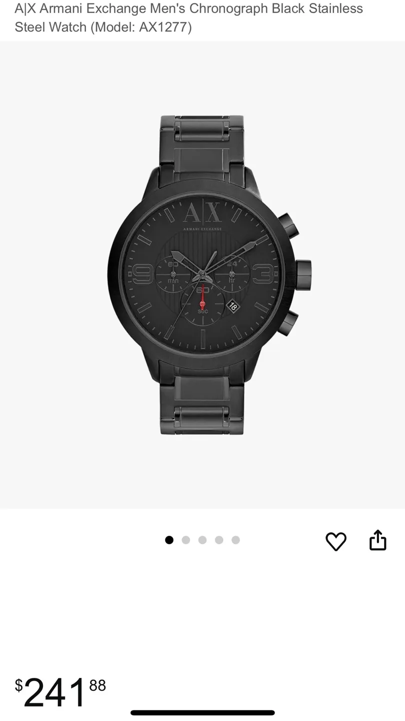 Armani Exchange AX1277 Chronograph Black Stainless Steel Watch thumbnail