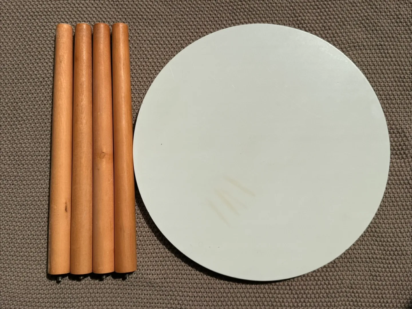White Round Side Table with Wooden Legs thumbnail