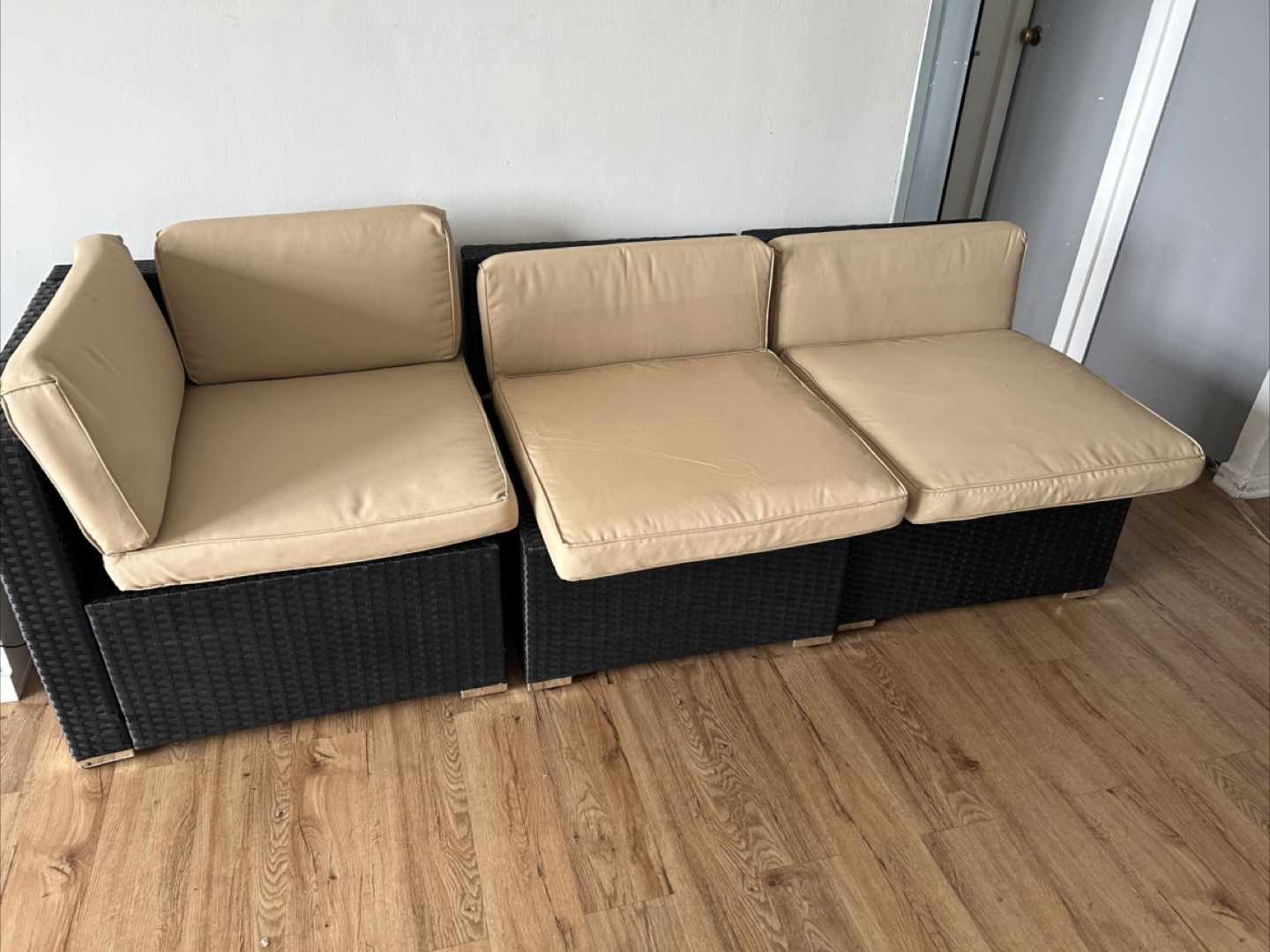 Outdoor Modular Sectional Sofa - Beige Cushions - photo 3