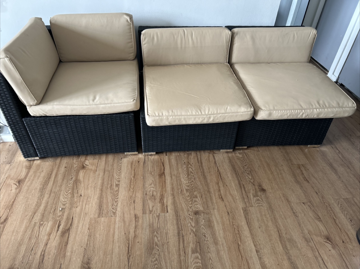 Outdoor Modular Sectional Sofa - Beige Cushions - photo 2